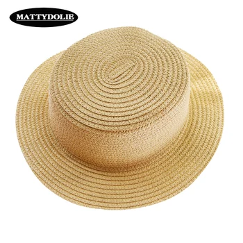 MATTYDOLIE на Едро Сламена шапка е по-лека версия монохромен лятна сгъваема солнцезащитная шапка с широка странична плосък покрив плажна шапка дамски мъжки солнцезащитная шапка