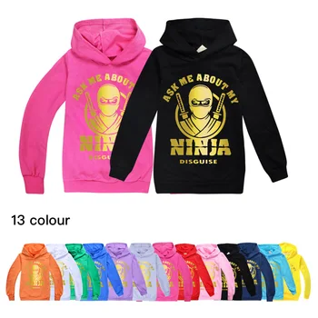 Ninja Kidz/ Блузи с Качулка за момчета, Тениска, Памучен Детски Пролетно Облекло, Ризи за Момичета, Аниме, Cosplay, Розова Риза, Детска Топ С Качулка